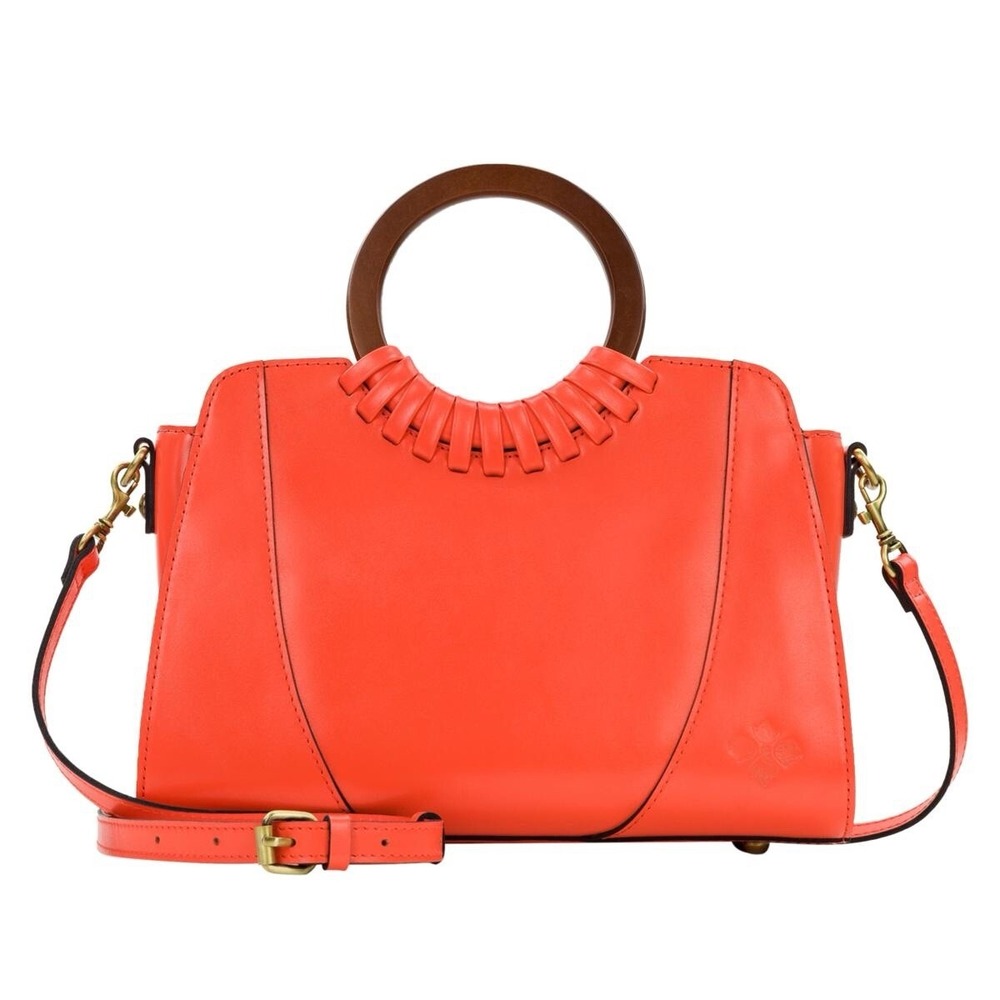Patricia Nash Lyon Leather Satchel Crossbody Bag Coral Purse